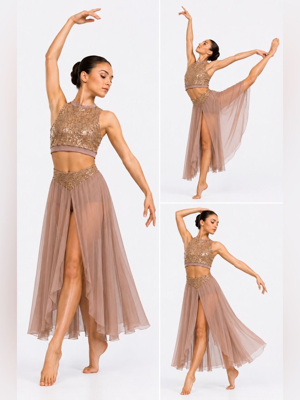 The LineUp Contemporary Lyrical Solo Costume Blush Sequin Lace Mesh Maxi XXS